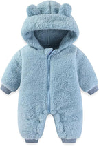 Newborn Baby Bear Outfit Suit Girls Boys Fleece Jumpsuit Romper Hooded Winter Snowsuit Clothes