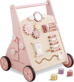 Beright Wooden Baby Walker Push and Pull Learning Activity Walker Kids’ Activity Toy Multiple Activities Center Develops Motor Skills & Stimulates Creativity(Pink)
