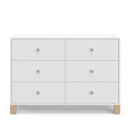 Storkcraft California 6-Drawer Double Dresser (White with Driftwood) - GREENGUARD Gold Certified, Interlocking Drawer System, Dresser Drawer Organizer for Kids Bedroom