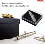 ROYAL [Made in Korea] Premium Manual Nose Hair Trimmer for Men Silver Bullet, Battery-Free, Stainless Steel Rotary Blade Grooming Tool, Waterproof, Safe & Painless with Patented Mechanism, ET-3