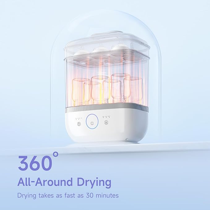 Snow Bear Baby Bottle Sterilizer and Dryer with Touchscreen, 6-in-1 Steam Bottle Sterilizer for Baby Bottles Pacifier, Breast Pump Part, 13 Bottles Extra-Large Capacity for Fast Drying Baby Essential