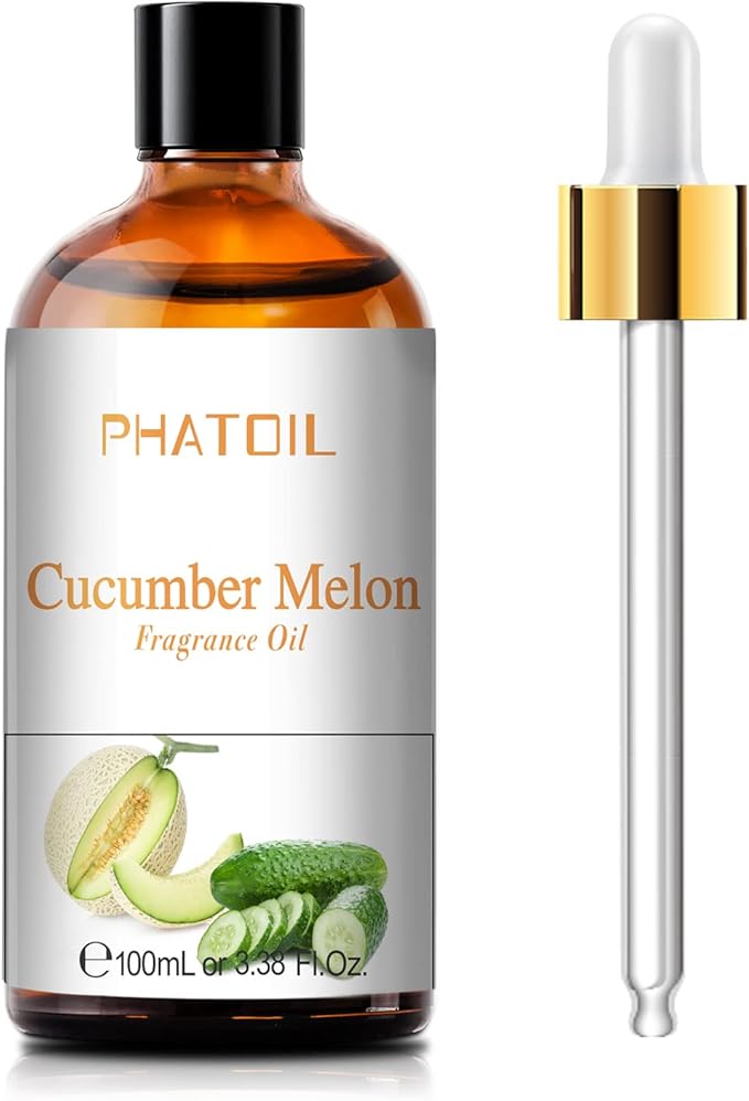 PHATOIL 3.38FL.OZ Cucumber Melon Fragrance Oils for Aromatherapy, Essential Oils for Diffusers for Home, Perfect for Diffuser, Yoga, Skin Care, DIY Candle and Soap Making - 100ml