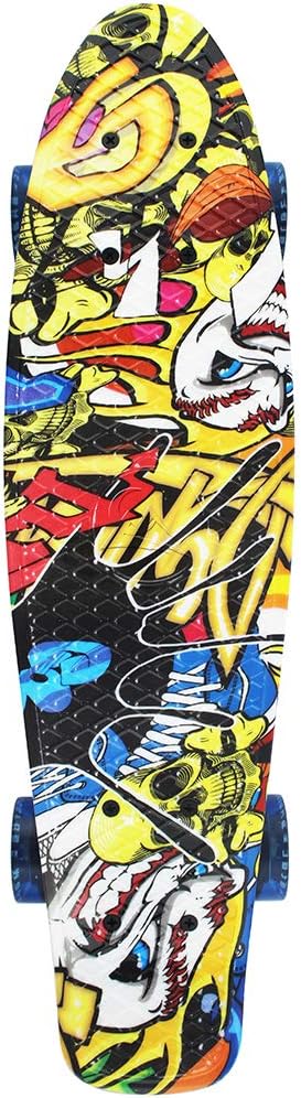 Skateboards Complete 22 Inch Mini Cruiser Retro Skateboard for Kids Boys Youths Beginners