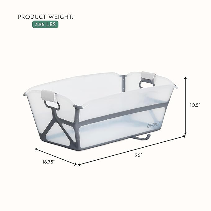 Evolur Supple Baby Spa Bath Tub – Foldable Portable Bathtub with Transparent Safety View for Newborns & Infants, Compact Travel Baby Bath Essentials