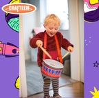 Wooden Kids Drum Set for Toddlers - Baby Musical Toy w/Wrist Bells, Drum Sticks & Fun Drum Instrument for Boys & Girls - Educational Christmas Birthday Gift.