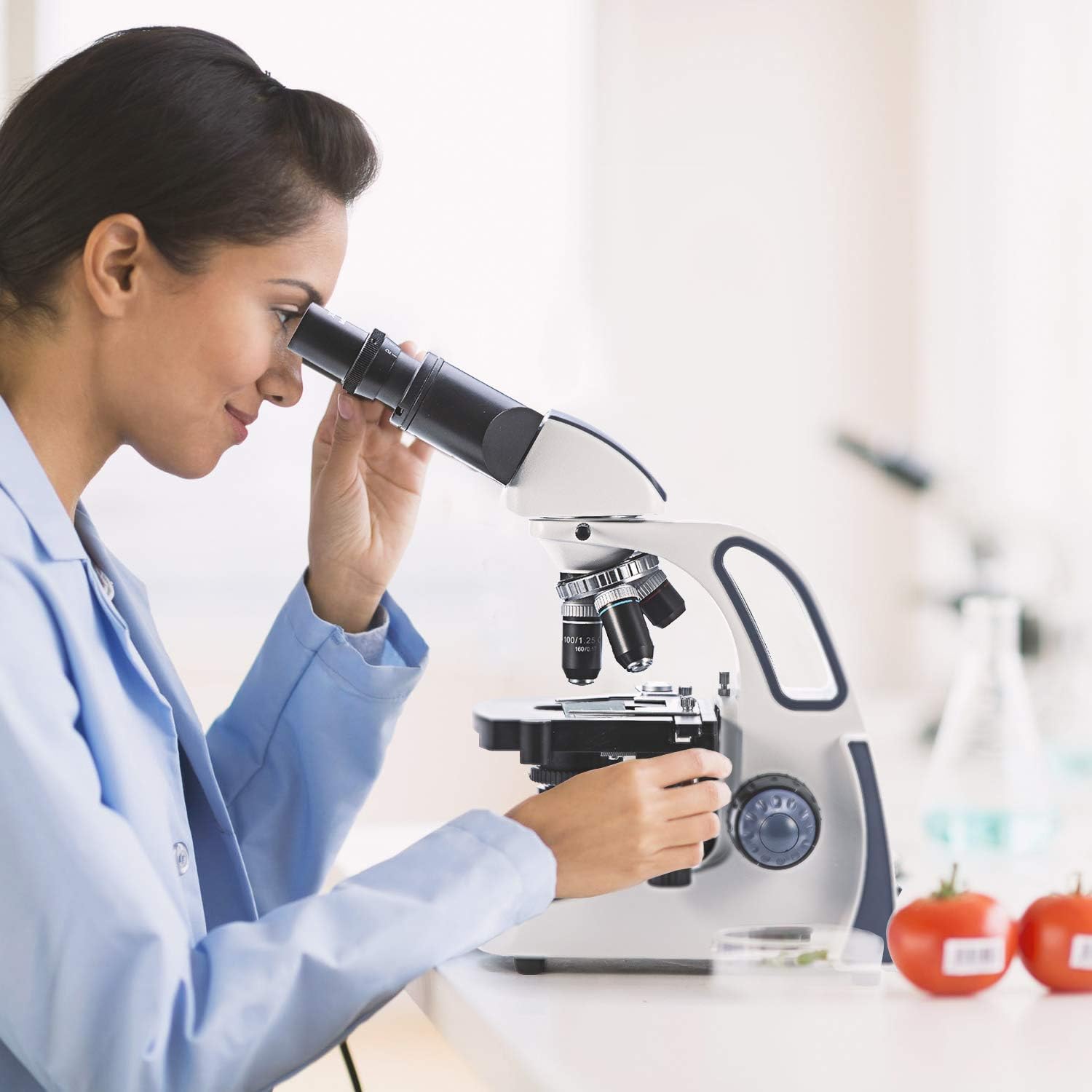 SWIFT SW380B 40X-2500X Magnification, Research-Grade Binocular Compound Lab Microscope, Mechanical Stage, with 5.0 mp Camera and Software Windows/Mac Compatible and 100pcs Blank Slides