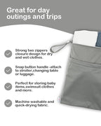 ALVABABY 2pcs Cloth Diaper Wet Dry Bags Waterproof Reusable with Two Zippered Pockets Travel Beach Pool Daycare Soiled Baby Items Yoga Gym Bag for Swimsuits or Wet Clothes L2933