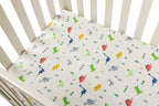 Onacosht Pack n Play Sheets 2 Pack for Baby Boy, Stretchy Jersey Knitted Portable Mini Crib Sheets Playard Mattress Cover, Dinosaur Printing