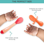 Grabease Baby Feeding Utensils Set - Infant and Baby Fork and Spoon for Ages 1-11 Months, BPAs and Phthalate-Free Cutlery, Plastic, 1 Set, Orange