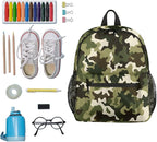 Toddler Backpack for Boys Girls - 12 Inch Green Camo Kids Backpacks Preschool Kindergarten Lightweight Waterproof Schoolbag Book Bag for School