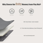 Thick Play Mat for Baby, 50 X 50x 1.3" Memory Foam Playpen Mat,Ultra Soft Tummy Time Mat with Non-Slip Backing, Baby Crawling Mat Child Nursery Rug for Infant, Toddlers, Kids (Dark Gray)