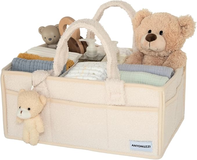 Baby diaper caddy organizer, nursery storage basket for wipes and diapers, Keep Nursery Organized, Gift for new mom.