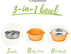 3 Pack Stainless Steel Toddler Suction Bowls for Baby Plates, 2-in-1 SUS304 Toddlers Bowl & Removable Silicone Suction Kids Bowl for Cereal | Snack | Anti-Scald Non-Toxic Suction Bowls