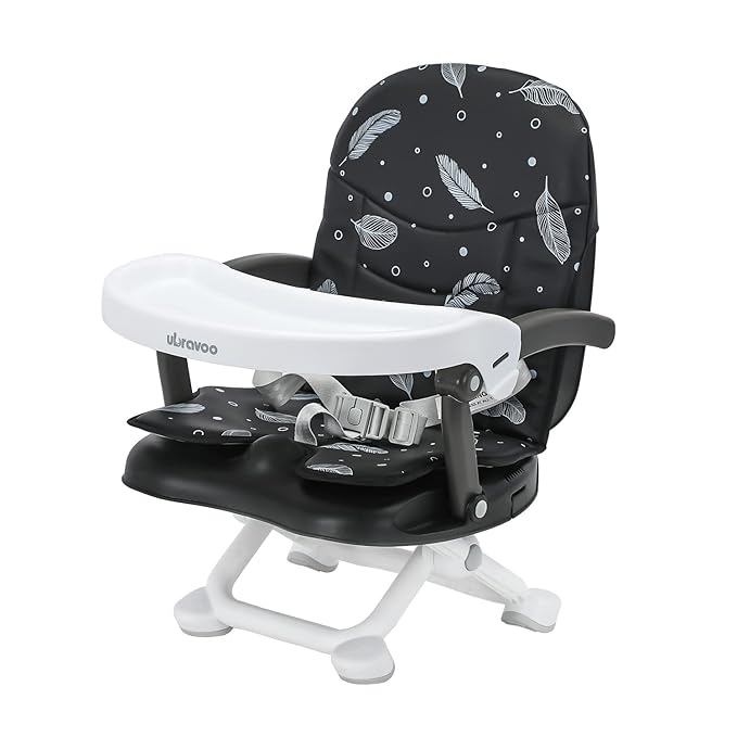 Baby Booster Seat for Dining Table with Removable Tray & Cushion, 3in1 Portable Toddler Booster Seat, 4 Height Adjustable Travel High Chair for Babies and Toddlers