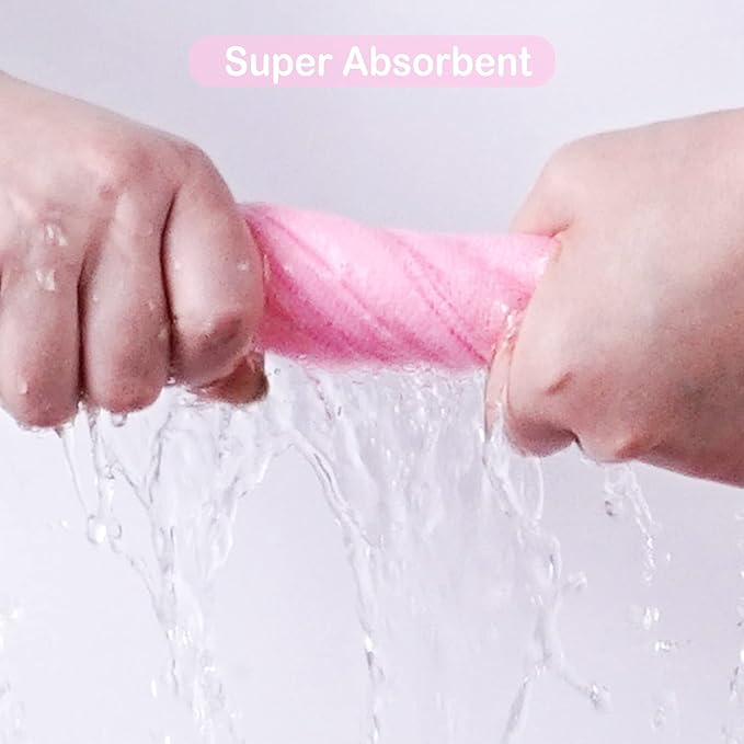 Viviland Baby Towels and Washcloths, Soft Absorbent Pink Baby Bath Towel Set, Elephant Hooded Towels with 5 Infant Face Washcloths (6 Pieces)