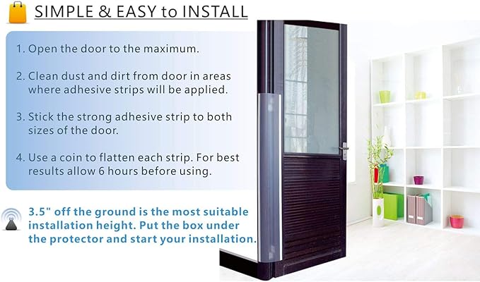 4 PCS AILUOQI Door Jam Shield Finger Pinch Guard for Baby Proofing, Kids, Hinge Cover Pinch Guard for 90 & 180 Degree Doors Frame & Baby Gate. 47.2" H, 6.7" W. 4 Pieces Set