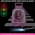 gxtvo Girls Rolling Backpack, Cute Unicorn Roller Wheels Kids Bookbag - Wheeled Elementary School Bag