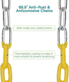 PACEARTH 2 Pack Swings Seats Holds 660lbs with 68.9 inch Anti-Rust Chains Plastic Coated 23.6 inch Tree Hanging Straps and Locking Buckles (Blue)