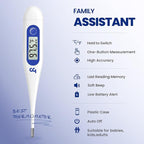 Femometer Thermometer for Adults and Kids, Digital Thermometer with Fever Alert, Memory Recall, C/F Switchable, for Oral, Rectal or Under Arm Use, Klein Blue