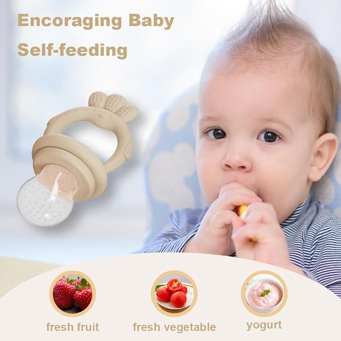 Baby Food Fruit Feeder, Breastmilk Baby Popsicle Molds, Silicone Teether Freezer Tray Food Feeder Pacifier for Teething Relief (Yellow)