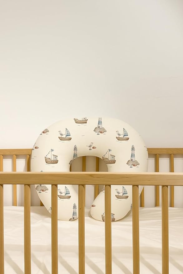 Nursing Pillow Covers 2 Pack, Breastfeeding Pillow Slipcovers Soft and Stretchy, Nursing Covers for Baby Girls Boys Newborn (Sailing Waves)