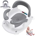 Baby Bath Seat for Babies 6 Months & Up Sitting Up,Infant Bath Seat with Temperature Alert+Open Backrest+on/Off Armrest,Toddler Bath seat Baby Bath Chair for Bathtub,Tub,Sink Grey