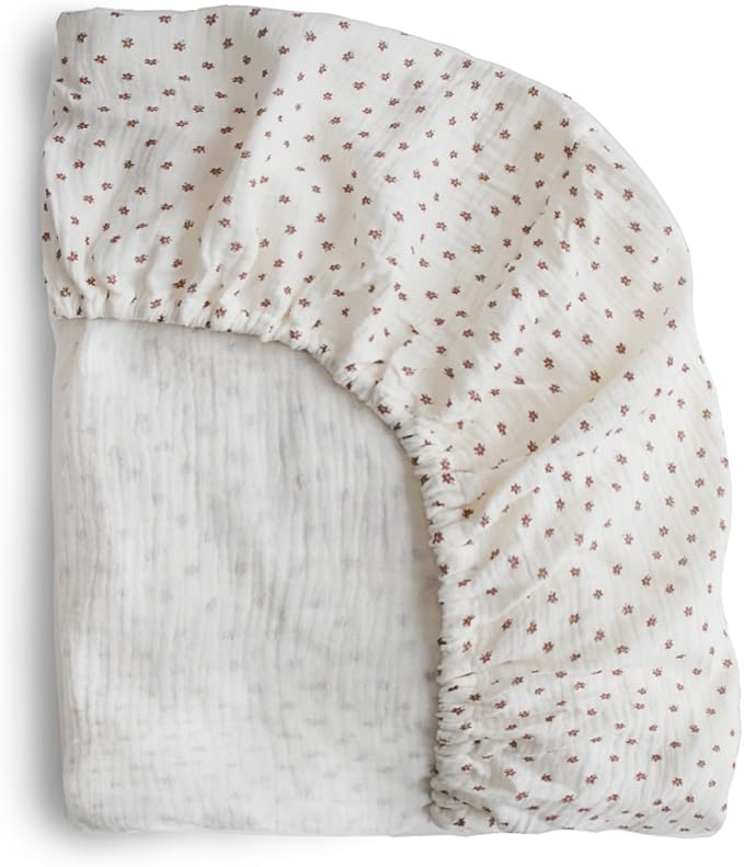 mushie Extra Soft Muslin Fitted Crib Sheet | 192 Thread Count | 28"x 52" (Bloom)