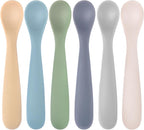Silicone Baby Spoons Self Feeding 6+ Months, 6 Pack First Stage Baby Led Weaning Supplies, Soft Tip Feeding Spoon, BPA Free, Dishwasher and Boil Safe
