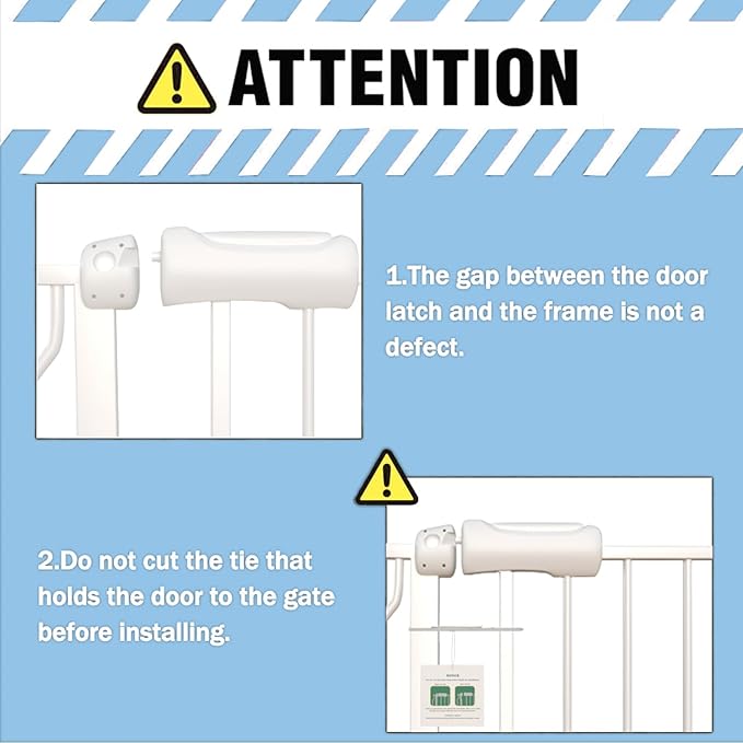 ALLAIBB Extra Wide Pressure Mount Baby Gate Auto Close White Metal Child Dog Pet Safety Gates with Walk Through for Stairs,Doorways,Kitchen and Living Room (76.38-81.10"/194-206cm)