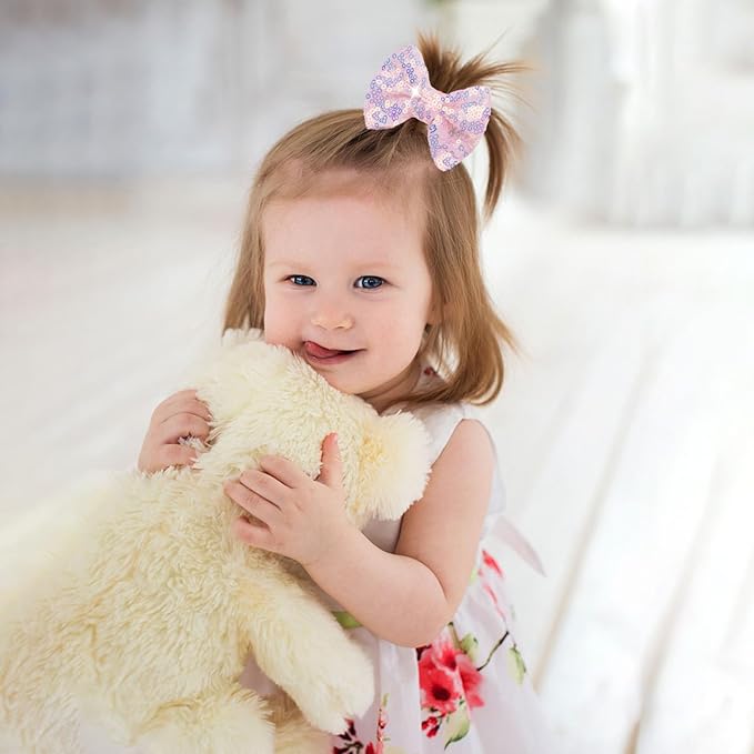 Purple Sequins Bows for Girls, Handmade Hair Clip Glitter Hair Bows Alligator Clips Hair Accessories for Little Teen Toddler Girls Kids