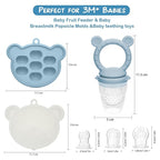 WAJIAYON Baby Breastmilk Popsicle Molds & Baby Fruit Feeder, Infant Food Freezer Tray Storage Containers, Silicone Teething Pacifier Feeder and Teether for Babies,Shower Gifts for Boys and Girls-Blue