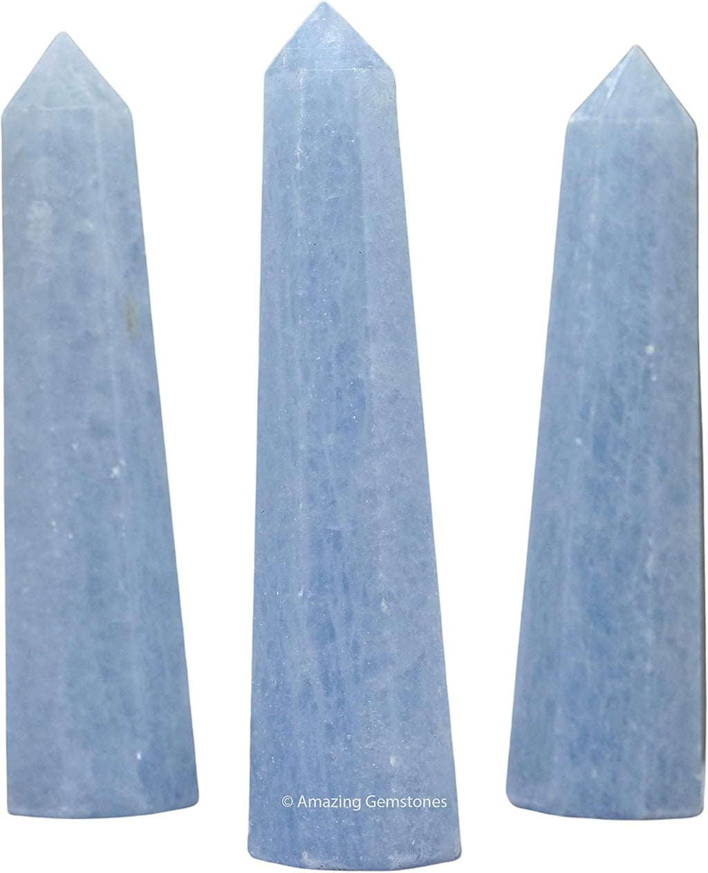 Amazing Gemstone Blue Calcite Celestite Crystal Towers ~ Natural Healing Crystal Point Obelisk for Reiki Healing and Crystal Grid (3 to 4 INCH)