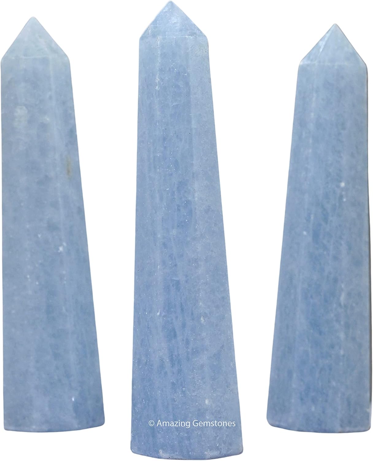 Amazing Gemstone Blue Calcite Celestite Crystal Towers ~ Natural Healing Crystal Point Obelisk for Reiki Healing and Crystal Grid (3 to 4 INCH)