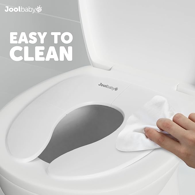 Jool Baby Folding Travel Potty Training Seat for Toddlers, Fits Round & Oval Toilets, Non-Slip Suction Cups, Includes Free Travel Bag (White)