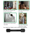 8 Pack Black Child/Baby Safety Cabinet Locks - Maveek Adjustable Strap Baby Proof Latches with No Trapped Fingers for Cupboard/Drawers/Closet/Toilet Seat/Oven and Fridge, Free 9 Extra Adhesive Pads