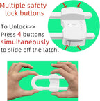(3 pack white) 4 button Cabinet Locks, U-Shaped Proofing Drawers Safety Child Locks Adjustable, for Wardrobe,Kitchen,Bathroom,Drawer,Fridge,Cupboard Doors Knobs & Handles