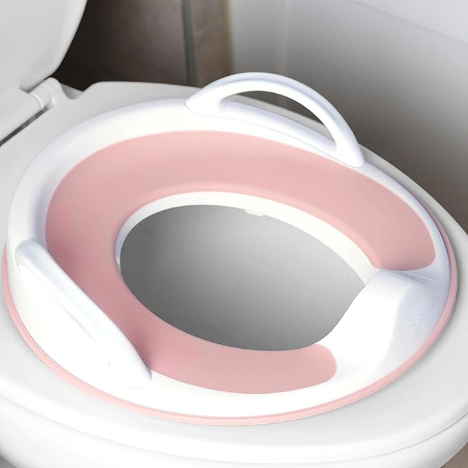 Jool Baby Potty Training Seat for Boys and Girls With Handles, Fits Round & Oval Toilets, Non-Slip with Splash Guard, Includes Free Storage Hook (Pink)