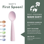 Miniware Silicone Baby Spoon for Training - BPA Free Baby Utensils - Baby Spoons Self Feeding 6 Months | 100% Food Grade Silicone - Modern & Dishwasher Safe Toddler Spoons (Cotton Candy and Toffee)