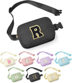 YOOLIFE Initial Belt Bag - Crossbody Bag for Women - Black Monogrammed Everywhere Belt Bag