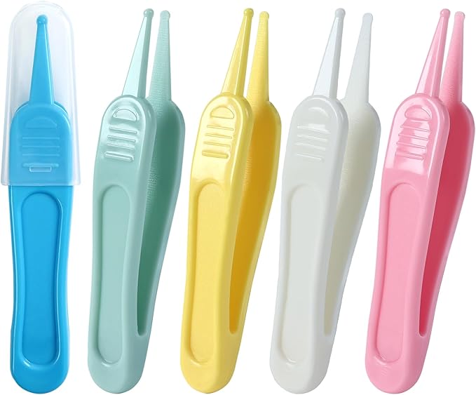 5Pcs Nose Cleaning Tweezers, 5 Colors Baby Nose Picker, Effective Booger Remover Tool, Navel & Ear Cleaner Clip for Baby's Care