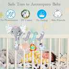 Car Seat Toys, Baby Activity Spiral Hanging Toys for Stroller Car Seat Crib Bar Bassinet Mobile, Musical Elephant Toys for Newborn Infant Boys Girls 0 3 6 12 Months