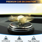 Car Air Freshener, Car Solar Energy Golden Fidget Spinner Toy with Swinging Wings for Car Interior Car Rotation Decoration Accessories, Powered by Sunshine Spinning Top Anxiety Gift for Men Boyfriend