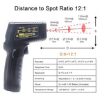 KETOTEK Infrared Thermometer Non Contact IR Digital Laser Temperature Gun -50℃～600℃ (-58℉～1112℉) Adjustable Emissivity Thermometer Gun for Cooking