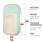 Baby Lounger - Snuggle Cozy Me Infant Lounger for Newborns | Flannel Cover, Breathable Soft, Portable Awake-Time Pad, Essential Baby Gift -Lake Green
