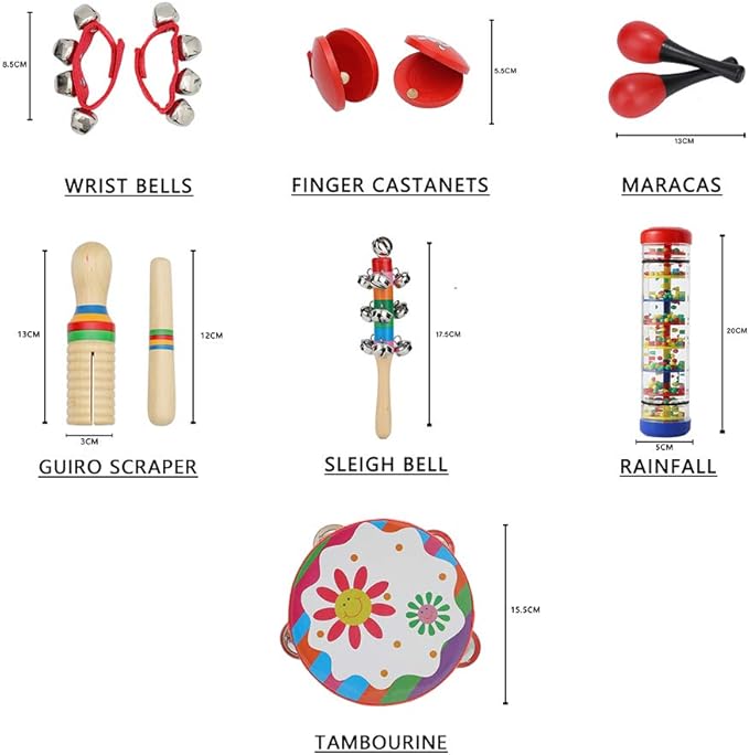 Kids Musical Instruments Toys Set: Baby Music Toys Montessori Percussion for Toddlers - Preschool Educational Musical Toys Set for Boys and Girls with Storage Bag (Red)