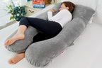 Meiz Pregnancy Pillow, U Shaped Full Body Pillow, Pregnancy Pillows for Sleeping, Maternity Pillow for Pregnant Women with Removable Velvet Cover (60 Inch, Gray)