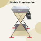 INFANS Baby Changing Table, Folding Diaper Station Portable Nursery Organizer with Safety Belt and Large Storage Racks for Newborn Baby and Infant (Grey)