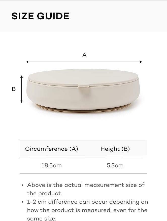Konny EASYFEED Silicone Plate with Lid (1-4Y) 3-Divided Suction Plate Baby Led Weaning Supplies Training Baby Utensils Feeding Supplies (Cream)