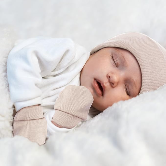 Newborn Baby Mittens No Scratch Cotton Elastic Wrist Gloves Infant Toddler Mittens for Baby Boy Girl 0-6 Months