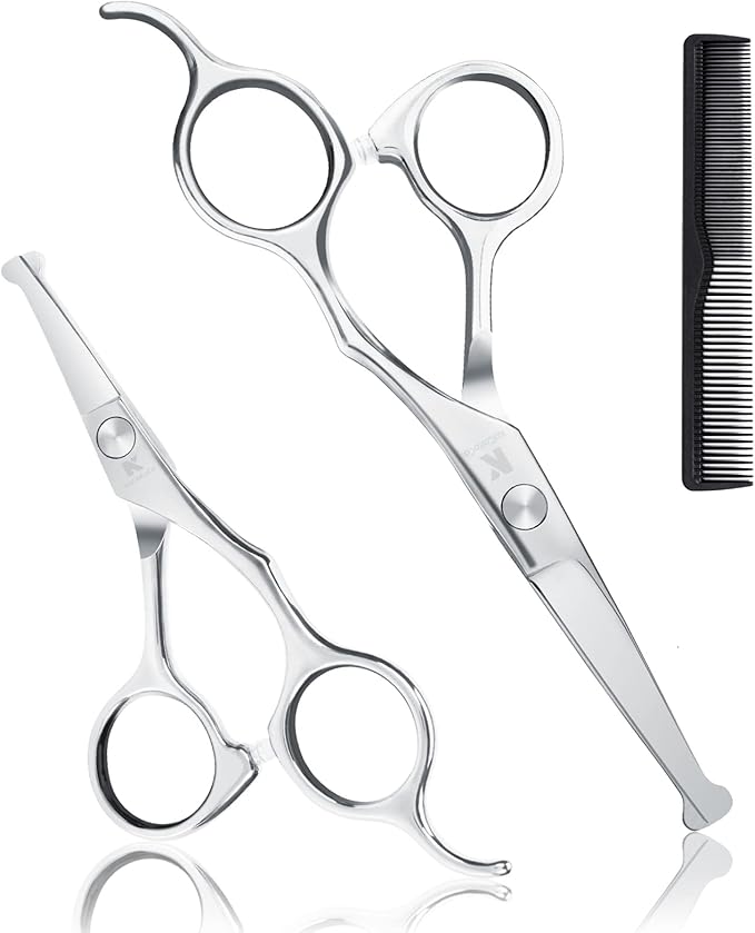 Professional Kids Hair Cutting Scissors Kit - Rounded Tips Barber Hair Cutting Shears (6.1'') & Hair Trimming Scissors (5.1'') for Babies, Toddlers, Children, Home & Salon Haircut Kit